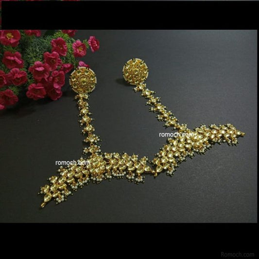 Pachi Kundan hathphool floral design ethnic golden look