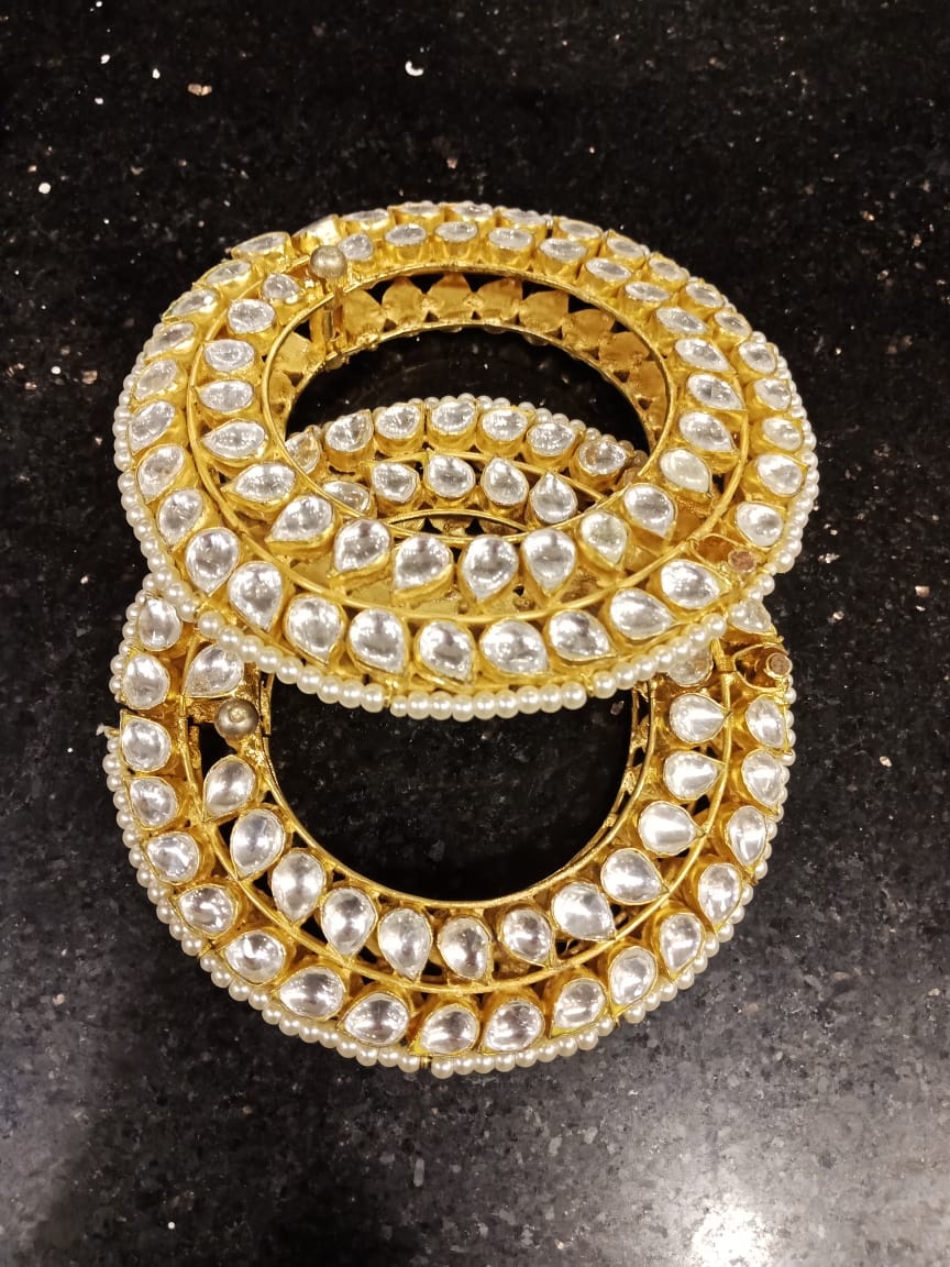 Indian Polki Kundan bangles kada pan shape design