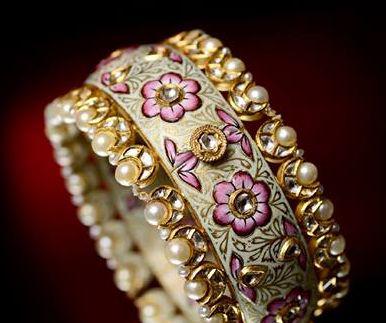 Meenakari floral design Polki Kundan chand outline bangle / kada