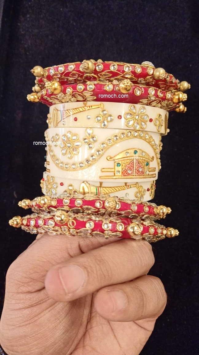 Indian meenakari bridal chura doli and shehnai design 