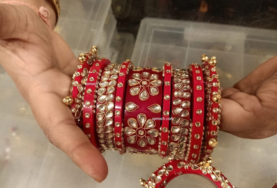 Bridal chura Indian meenakari red ethnic design 