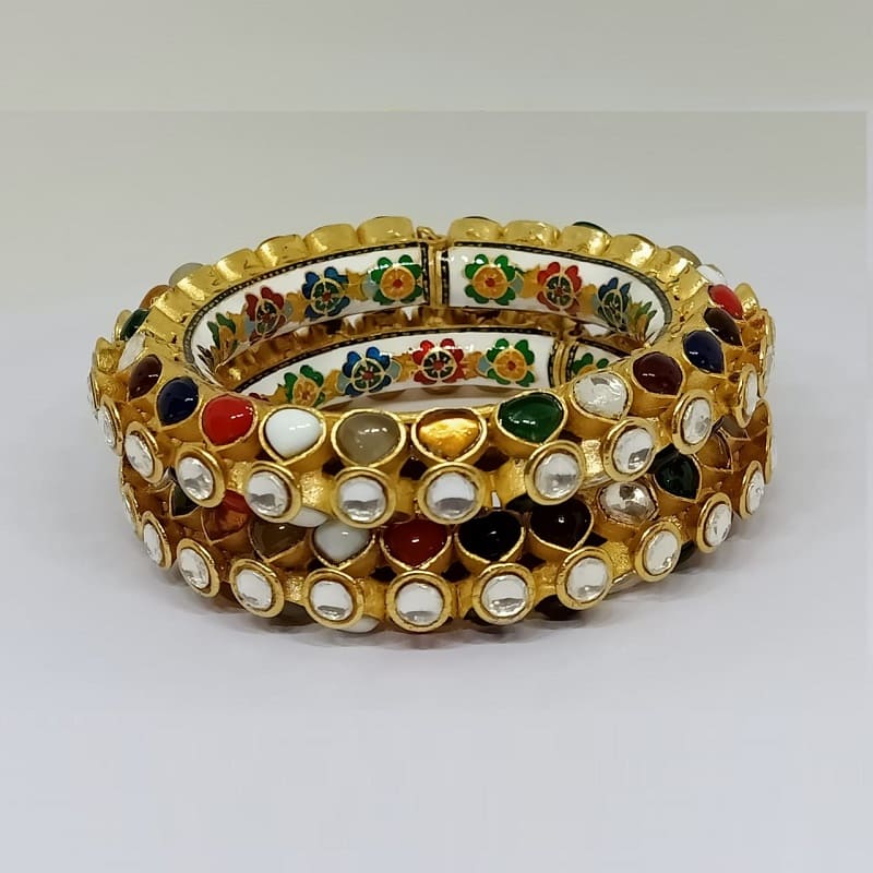 Indian Polki Kundan navratna stones bangles