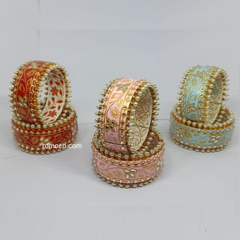 Indian meenakari bangles Kundan studded light pink