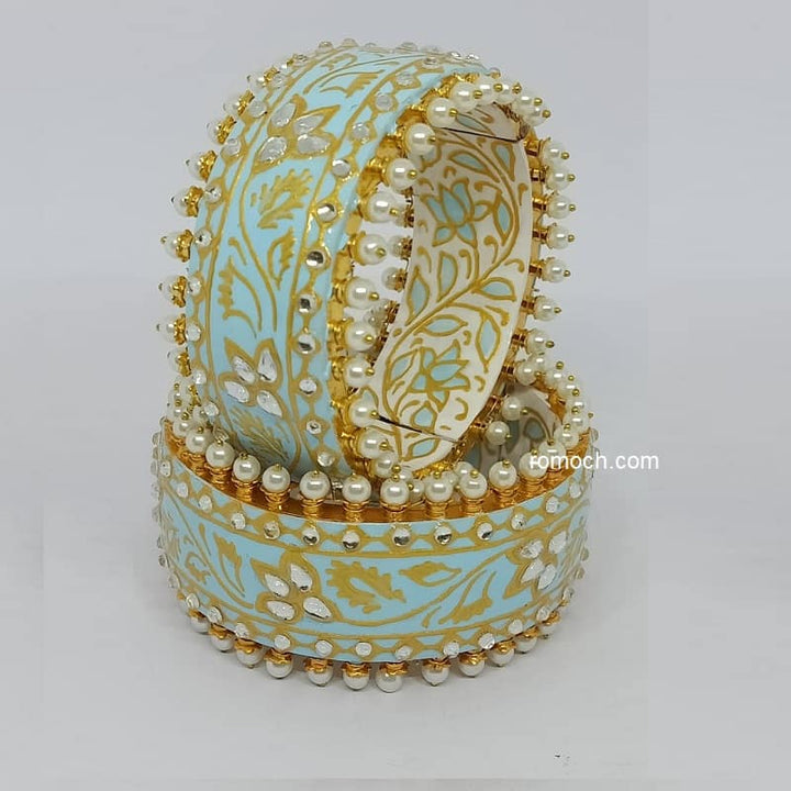 Indian meenakari Kundan studded bangle light blue