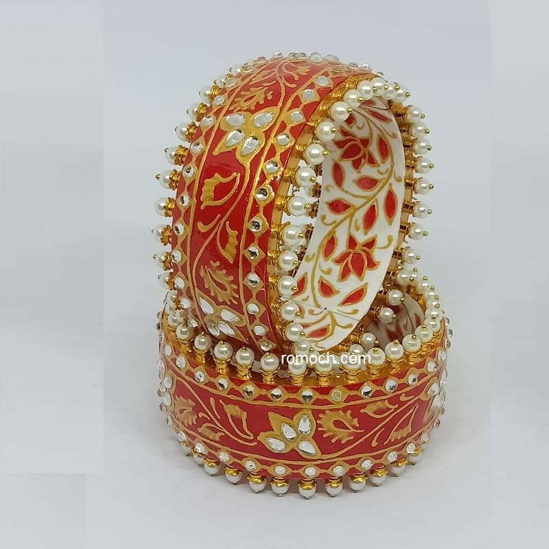 Indian meenakari bangles Kundan studded red