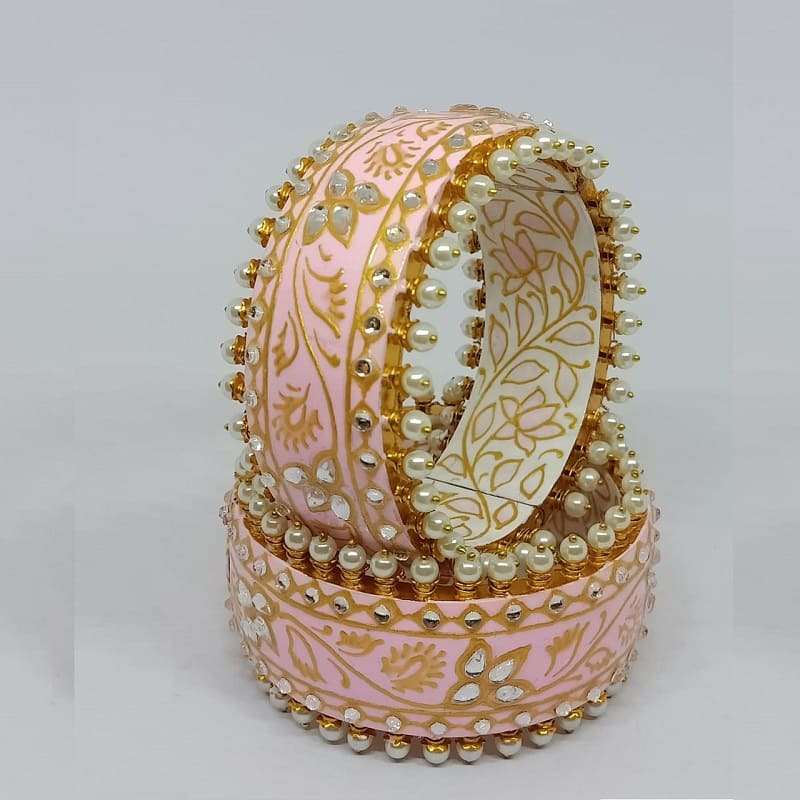 Indian meenakari bangles Kundan studded light pink