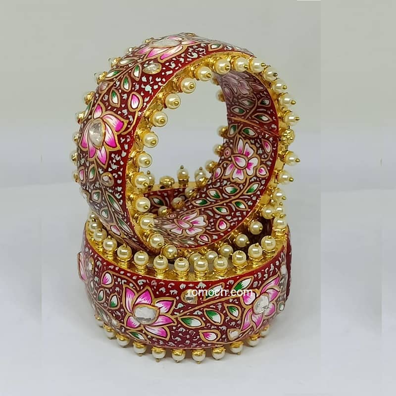 Indian meenakari bangles maroon and pink ethnic design