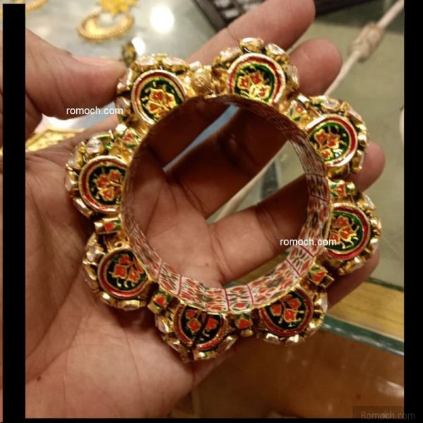 Meenakari bangles Polki Kundan studded dumroo design