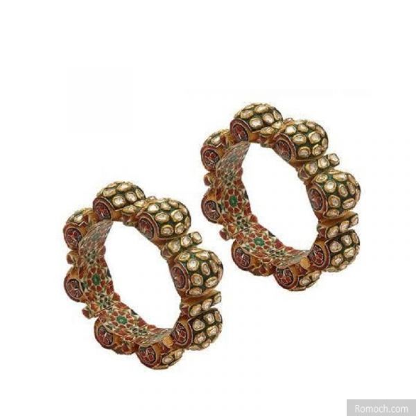 Meenakari bangles Polki Kundan studded dumroo design