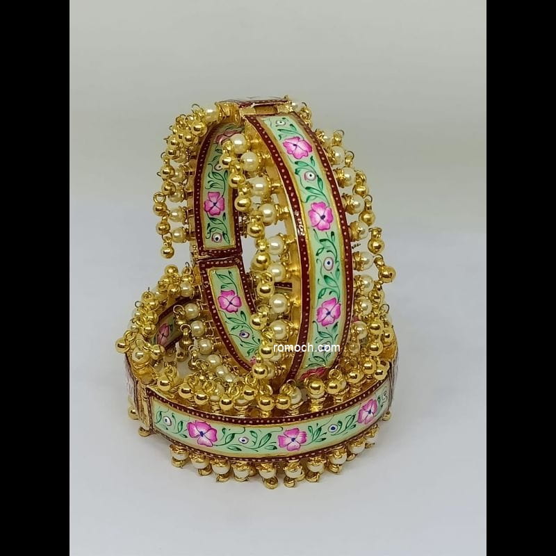 Indian meenakari bangles floral design golden hanging outline