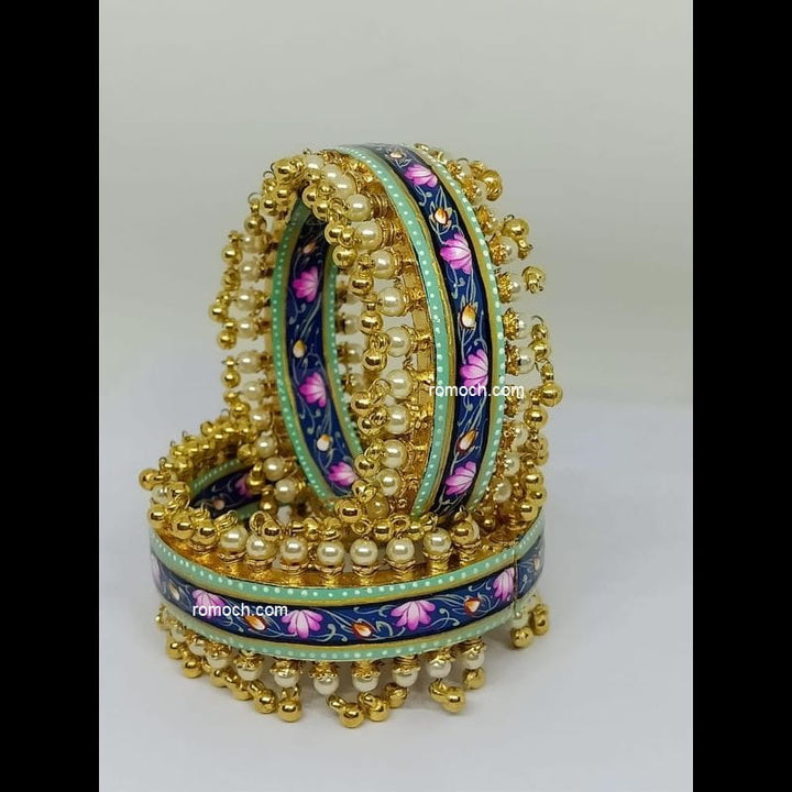 Indian meenakari bangles floral design golden hanging outline