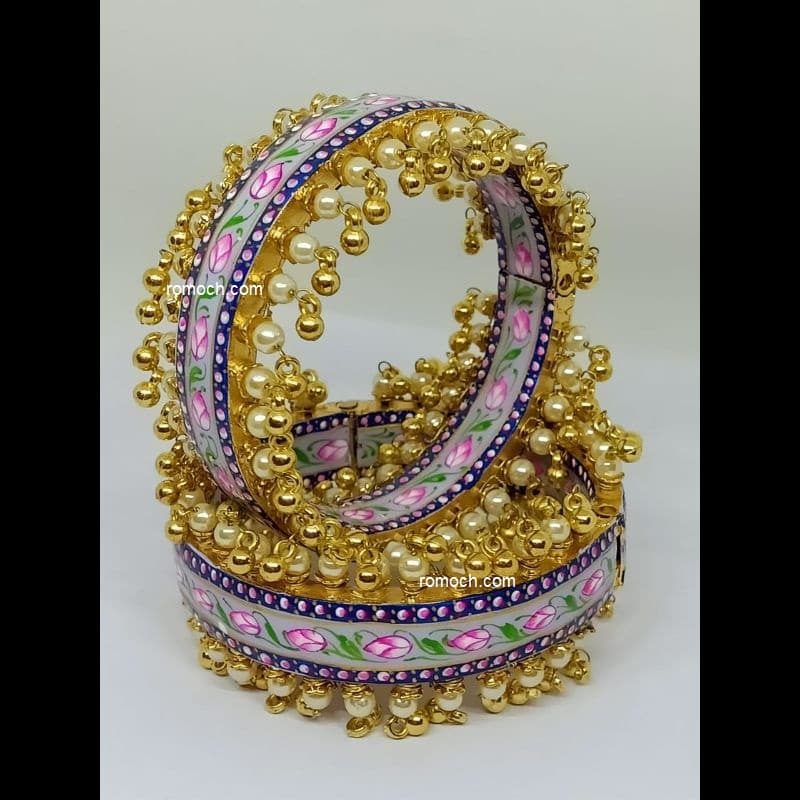 Indian meenakari bangles floral design golden hanging outline