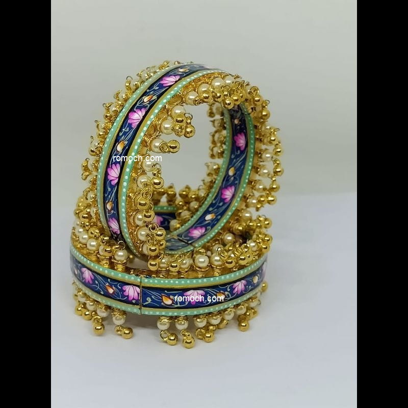 Indian meenakari bangles floral design golden hanging outline