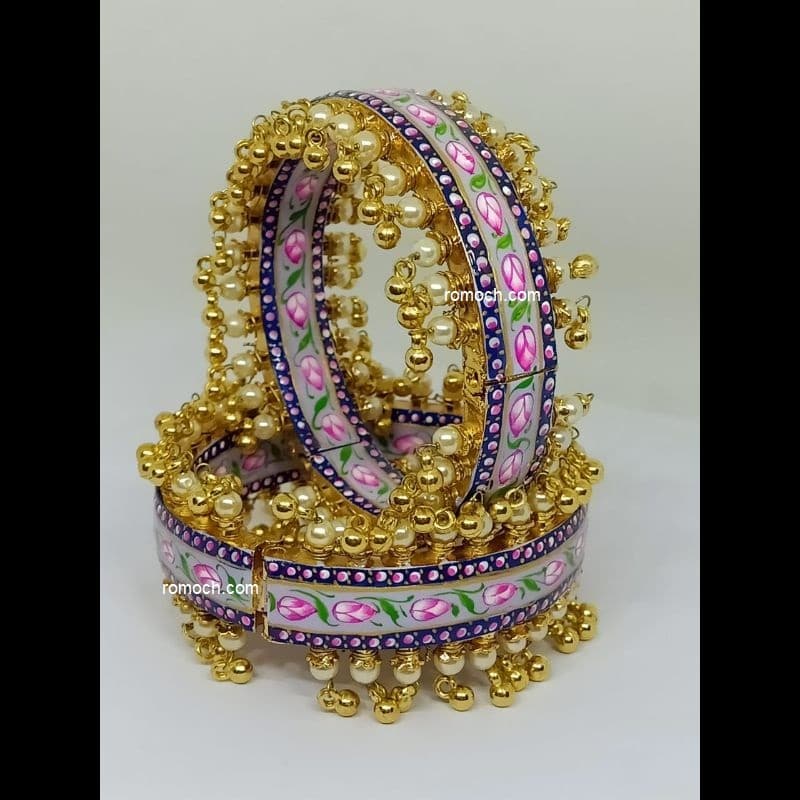 Indian meenakari bangles floral design golden hanging outline