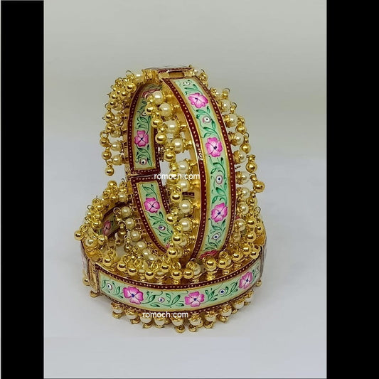 Indian meenakari bangles floral design golden hanging outline