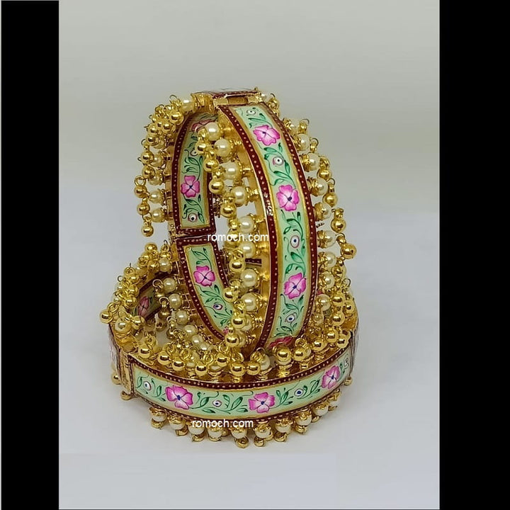 Indian meenakari bangles floral design golden hanging outline