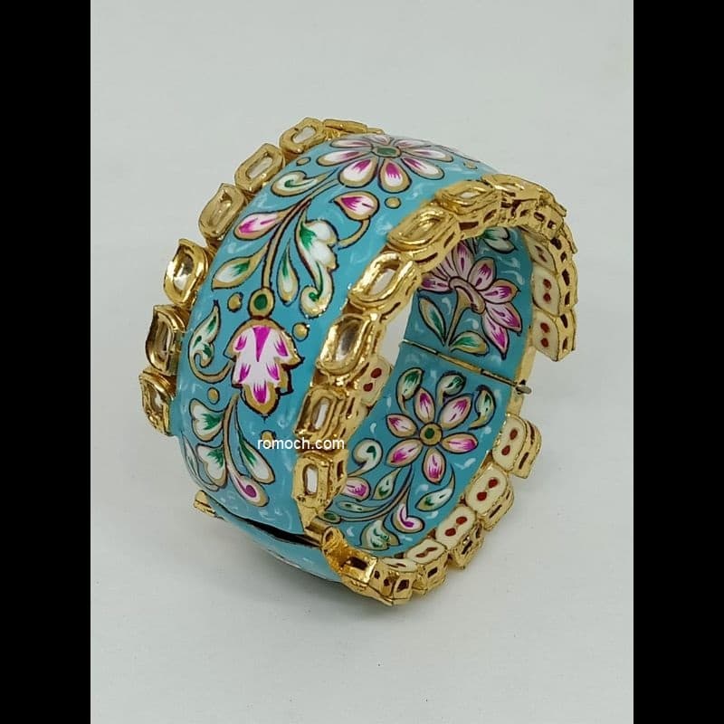 Meenakari bangles multicolor floral and leaf design