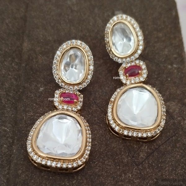 Polki Kundan drop earrings trendy classic design