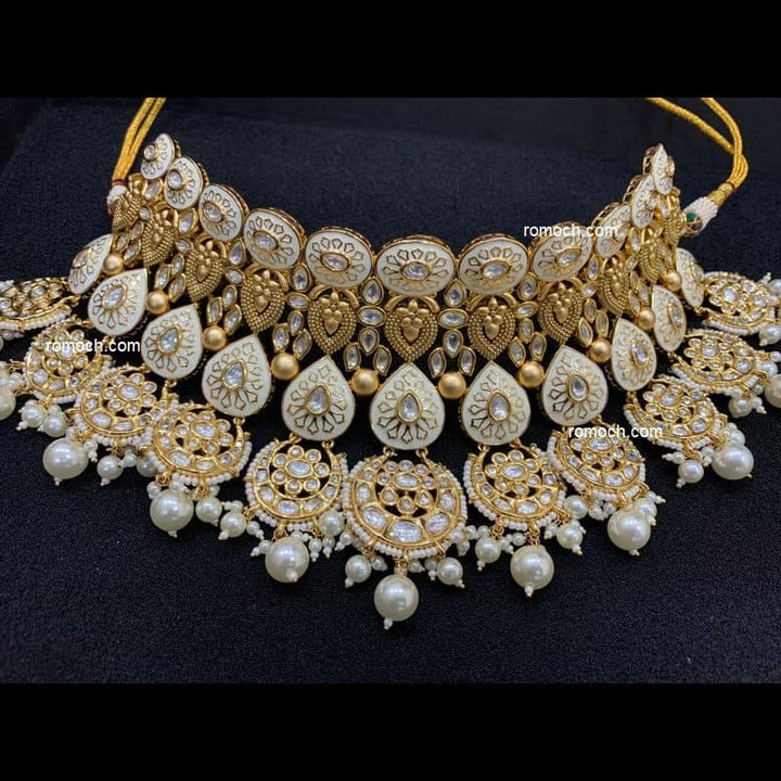 Meenakari Kundan bridal choker layered set ivory