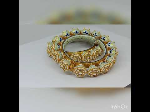 Indian meenakari bangles handpainted Polki studded mint green and blue