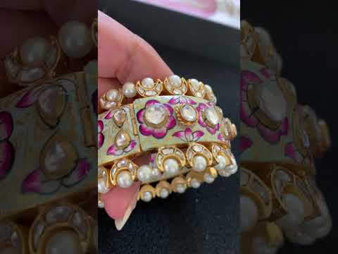 Meenakari floral design Polki Kundan chand outline kada / bangles