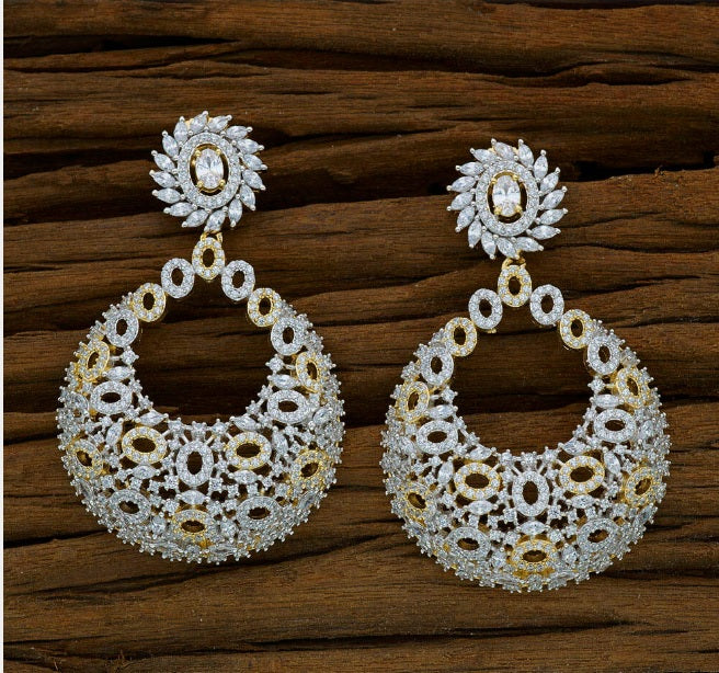 Stylish dual tone AD chandbali earrings