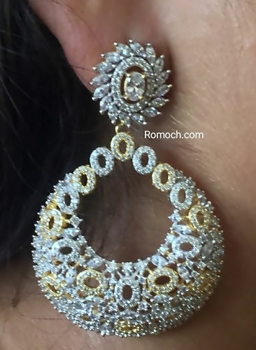 Stylish dual tone AD chandbali earrings