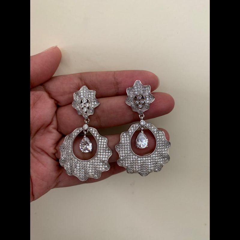 CZ stone Bollywood style chandbali earrings