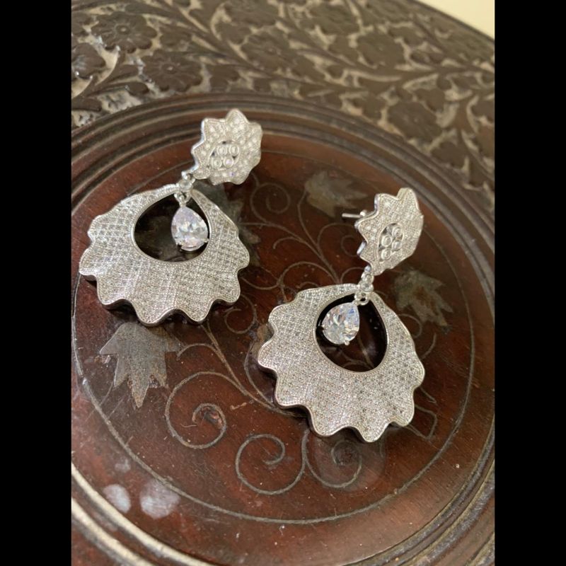 CZ stone Bollywood style chandbali earrings