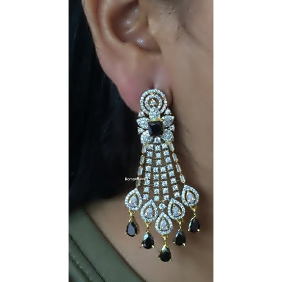 Trendy black chandelier design dangle earrings