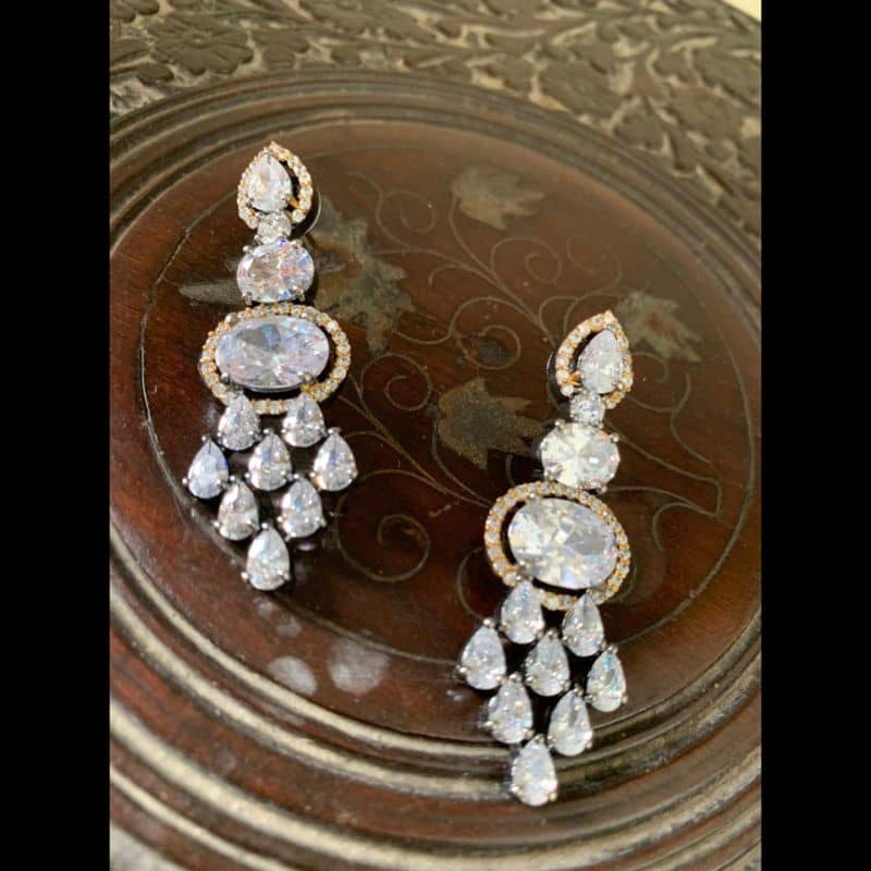 Trendy CZ stone dangle earrings