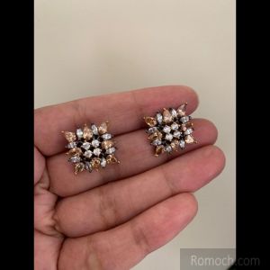 Silver CZ Crystal peacock stud Earrings  American Diamond Stud earrin –  Indian Designs
