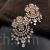 CZ floral droplet design rose gold stud earrings