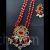 Navratna Kundan pendant beads mala with stud earrings