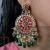 Elegant Jadtar Kundan circular drop ruby green earrings