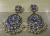 Blue meenakari polki studded chandbali earrings