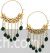 Clustered pearls bali with green tassel drops