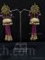Floral Kundan tassel jhumka earrings with pink beads