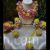 Floral haldi ceremony jewelry set pink and yellow with pearl tassel design