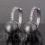 Grey pearl stud hoop earrings