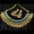 Jadau Kundan rectangular green onyx necklace set with gold pipal patti drops