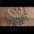 Jadau Kundan jewelry set carved green pan shape design chand charm drops