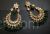 Simple Kundan earrings with dark green bead drops