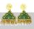 Simple green golden flower design meenakari earrings