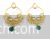 Simple Kundan stud earrings with green stone drop