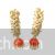 Clustered pearls bali style neon orange meenakari earrings