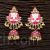 Pink meenakari square stud jhumka earrings
