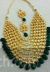 Royal look multilayered Kundan necklace with green drops