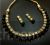 Single line square Kundan necklace set with black onyx drops
