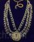 Simple 3 layered pearl drops chandbali pendant Kundan necklace